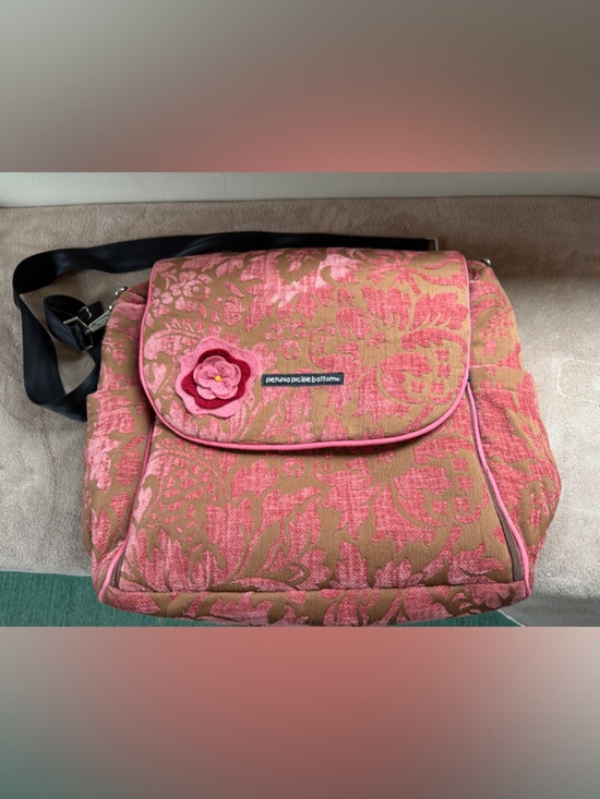 Petunia Pickle Bottom Handbags - Petunia Pickle Bottom Pink & Tan Floral Crossbody Bag w/Flower Accent Diaper bag